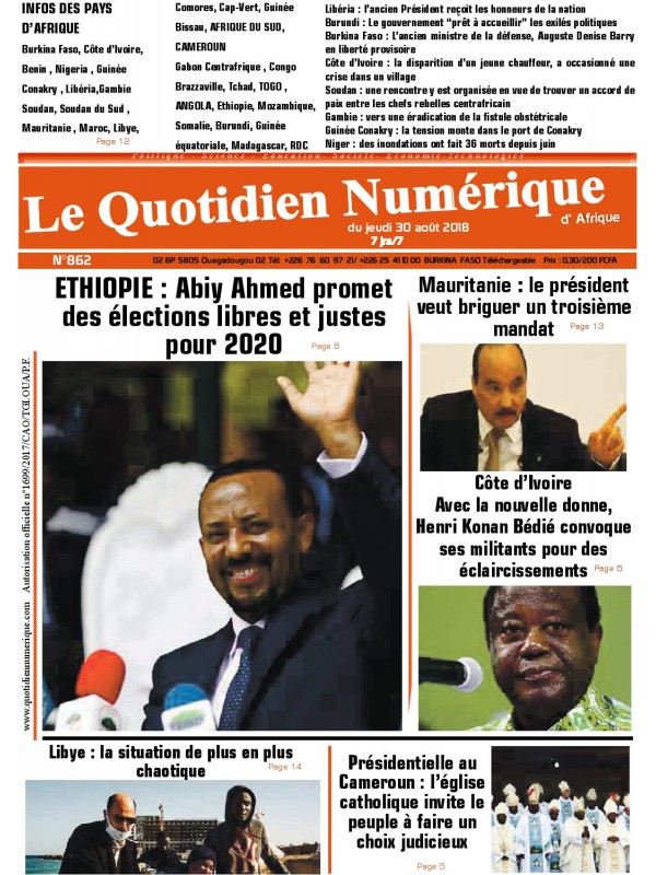 QUOTIDIEN NUMERIQUE D AFRIQUE
 30/08/2018