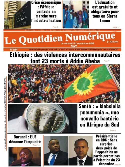 QUOTIDIEN NUMERIQUE D AFRIQUE
 21/09/2018