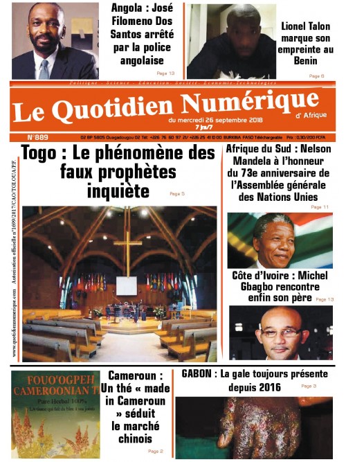 QUOTIDIEN NUMERIQUE D AFRIQUE
 26/09/2018