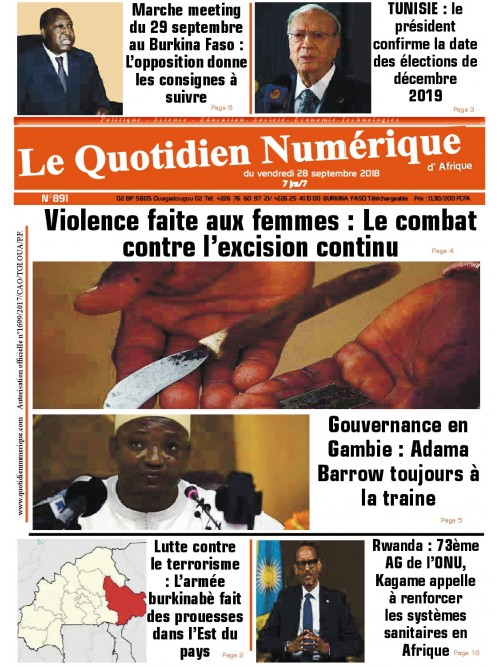 QUOTIDIEN NUMERIQUE D AFRIQUE
 28/09/2018