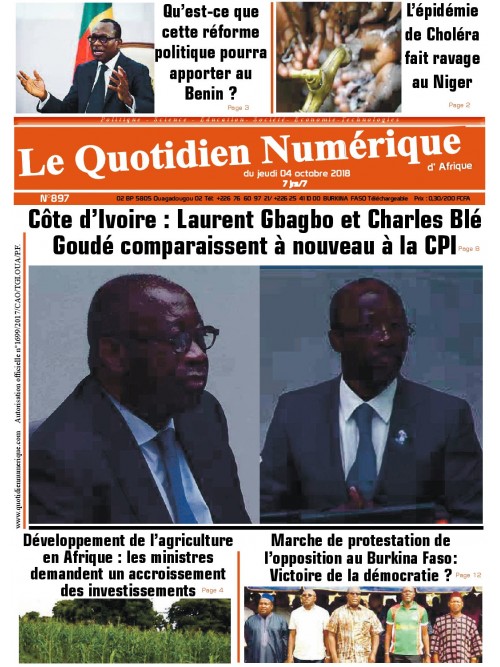 QUOTIDIEN NUMERIQUE D AFRIQUE
 04/10/2018