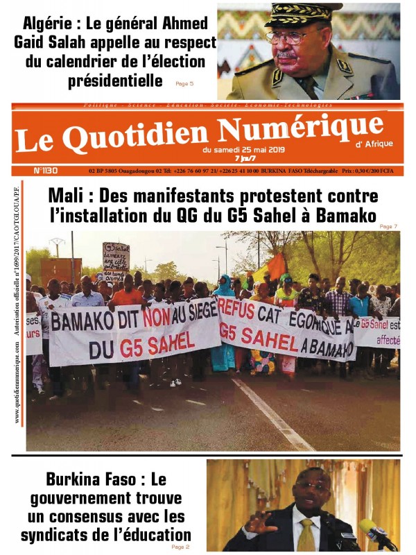 QUOTIDIEN NUMERIQUE D AFRIQUE
 25/05/2019