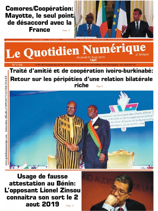 QUOTIDIEN NUMERIQUE D AFRIQUE
 01/08/2019