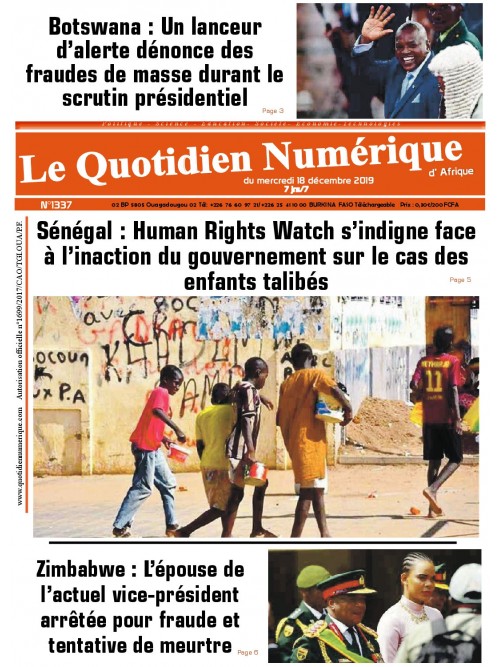 QUOTIDIEN NUMERIQUE D AFRIQUE
 18/12/2019