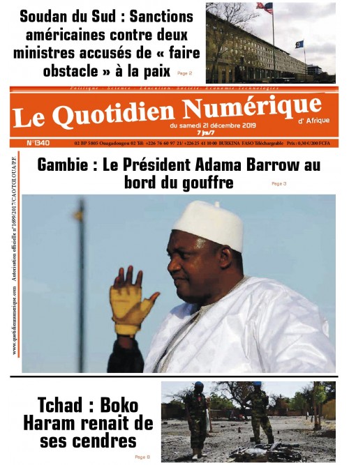 QUOTIDIEN NUMERIQUE D AFRIQUE
 21/12/2019