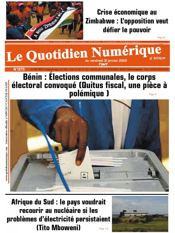 QUOTIDIEN NUMERIQUE D AFRIQUE
 31/01/2020