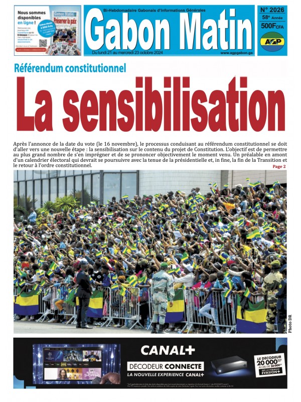 Gabon Matin 21/10/2024