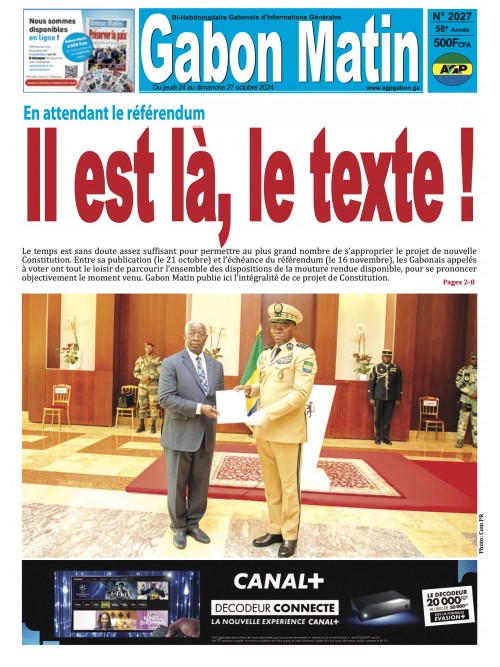 Gabon Matin 24/10/2024