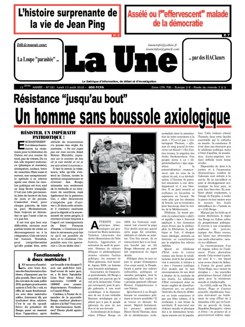 La Une 13/08/2018